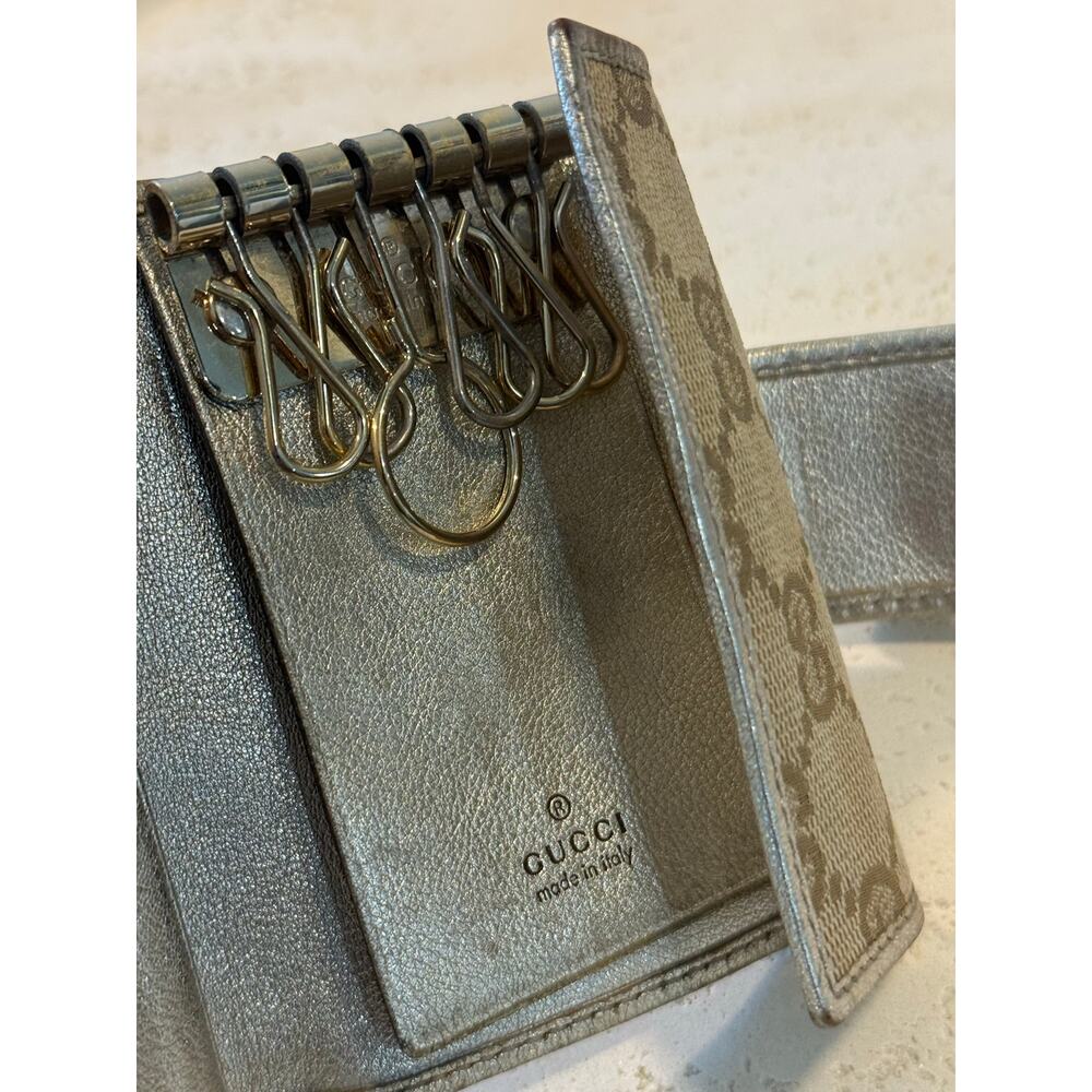 Vintage Gucci GG Monogram 6-Hook Key Case Holder - Beige/Tan - Picture 5 of 13